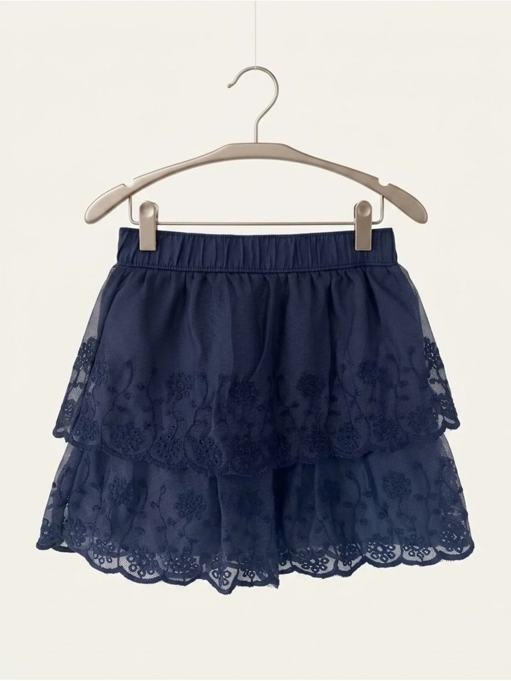 Carter's Girls Navy Layered Floral Lace Skirt - back to school - size 6